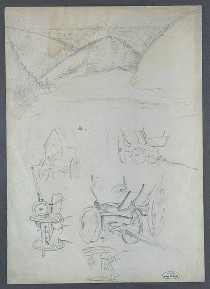 André DERAIN (1880-1954).  Etude de charrette. Des