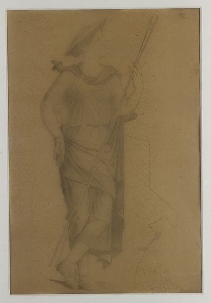 ECOLE XXe . Femme à l’antique. Dessin sur calque ?