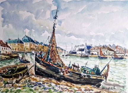 "Robert L.P. LAVOINE (1916-1999) Port de Trouville