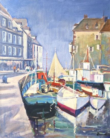 "Guy BÉNARD (1928-2021) Le port d'Honfleur. Huile 