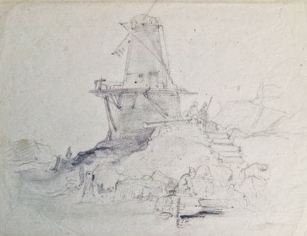 "Eugène LE POITTEVIN (1806-1870) Paysage au moulin