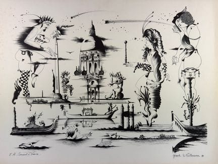 Gérard S. Villeneuve. Carnaval à Venise. Estampe s
