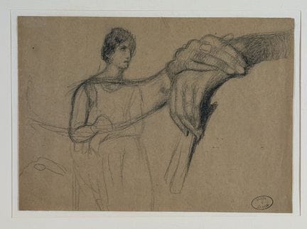 Sania OLARIA Femme et étude de mains.  Dessin  au 