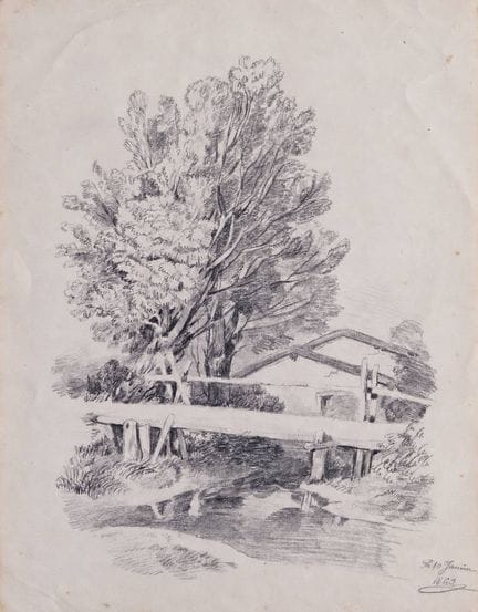 "ÉCOLE FRANÇAISE DU XIXÈME Le pont de bois, 1863. 