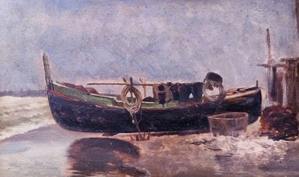 "ÉCOLE FRANÇAISE DU XIXÈME Barque échouée, Marine.