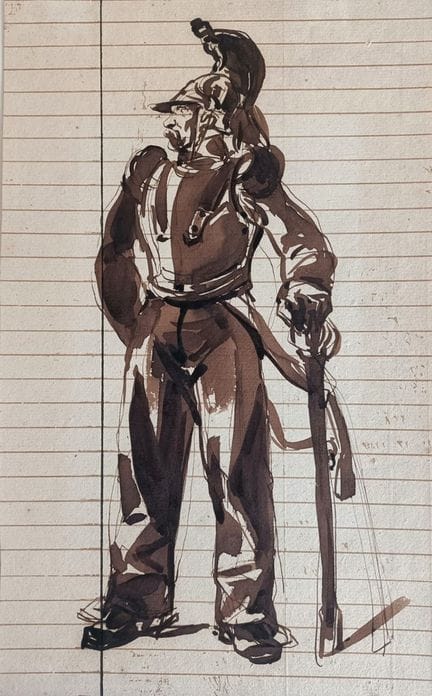 Auguste Raffet, seguace di - «Cuirassier» - Acquer