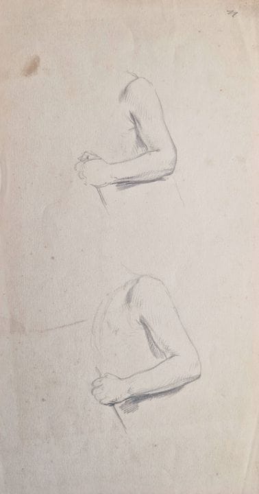 "Eugène LE POITTEVIN (1806-1870) Étude de bras. Mi