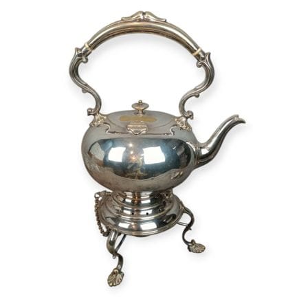 TEAPOT WITH WARMER AND LAMP in an English conical 