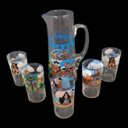 JORGE BARRADAS (1894–1971) Painted glass pitcher. 