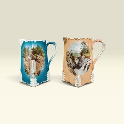 PAIR OF JARS European porcelain decorated with lan