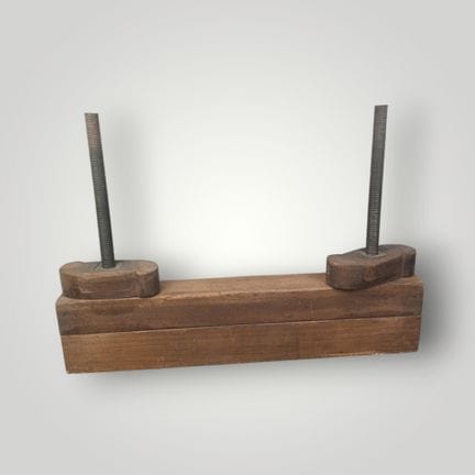 PRESS Wood and iron press. Shows signs of use. Dim
