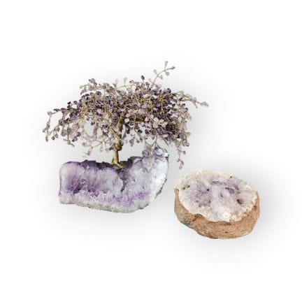 AMETISTS (2) amethysts, one with silver metal appl
