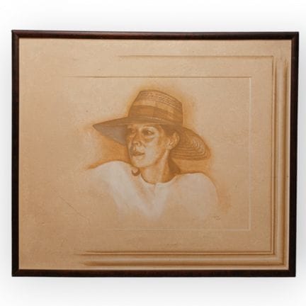 PORTRAIT OF A WOMAN, mixed media on cardboard. Sig