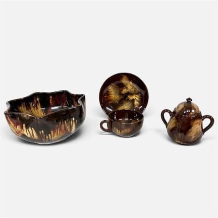 BOWL, CUP, AND SUGAR BOWL made of Caldas da Rainha