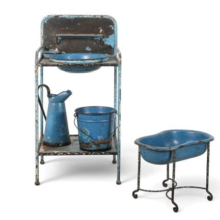 LAVABO - Lavabo con struttura in ferro e smalto bl