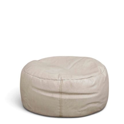 PUFF - Puff rotondo in pelle sintetica bianca. Seg