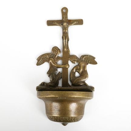 ACQUASANTAIA IN BRONZO - Acquasantiera sospesa in 