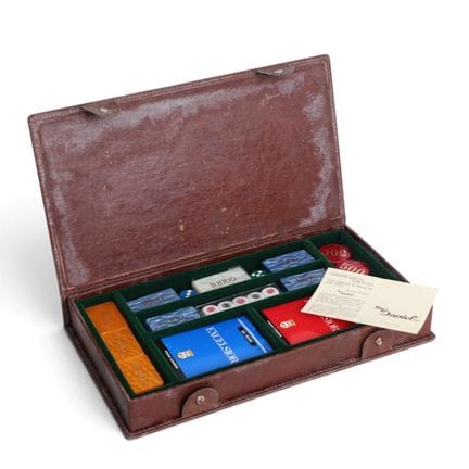 NEW DANIEL, SET DA POKER - Scatola in pelle marron