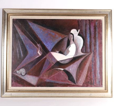 DIPINTO "FEMME AU SOFA" di Gustave NEBEL (1907-198