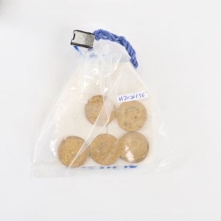 5 Napoleon III 20-franc gold coins, sealed
- One 2