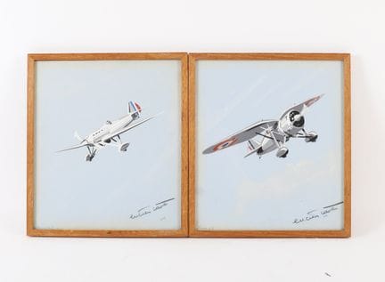 COPPIA DI QUADRI SULL'AVIAZIONE FRANCESE "LOIRE 46