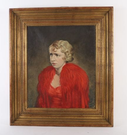 QUADRO "DONNA CON BOA DI PIUME" di Philippe DE ROU