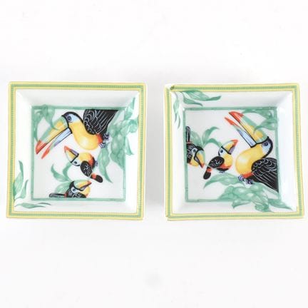 PAIR OF HERMÈS "TOUCANS" TRINKET DISHES 
Pair of s