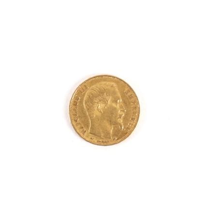 20 FRANCS NAPOLEON III GOLD COIN, 1858
Obverse: Po