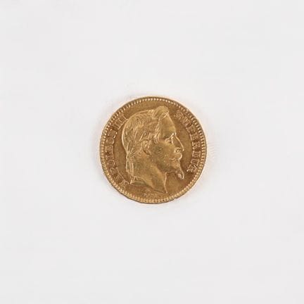 20 FRANCS NAPOLEON III GOLD COIN, 1864
Obverse: Ri