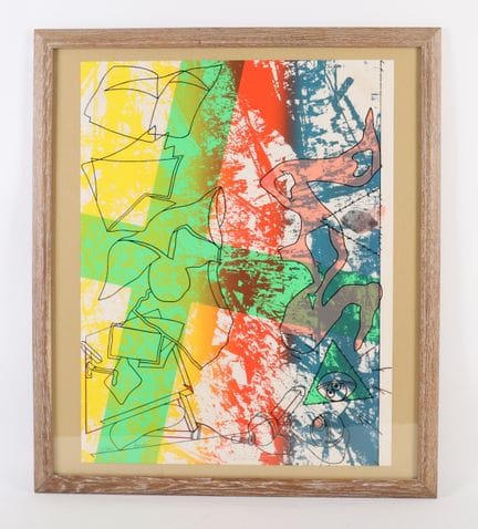 埃尔韦·泰勒马克（1937-2022）的作品《男人》
阿什纸丝网印刷作品，装裱于玻璃框内，画面底部中