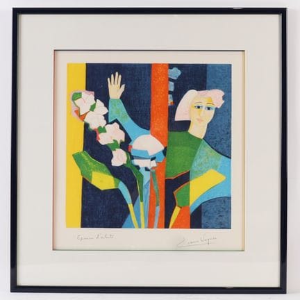 弗朗斯·瓦格纳（France WAGNER）作品《窗边的女子》（1943）
彩色石版画，纸本，装裱于