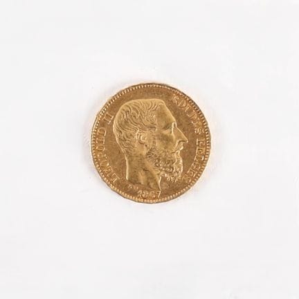 20 FRANCS LEOPOLD GOLD COIN, 1867
Obverse: A right