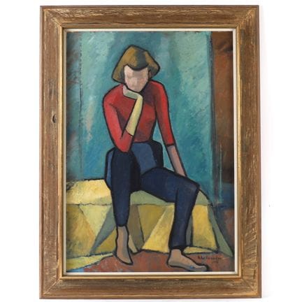 QUADRO "DONNA MEDITATIVA" di Acke FORNANDER (1908-