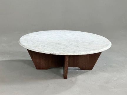 Table basse à plateau circulaire en marbre veiné b