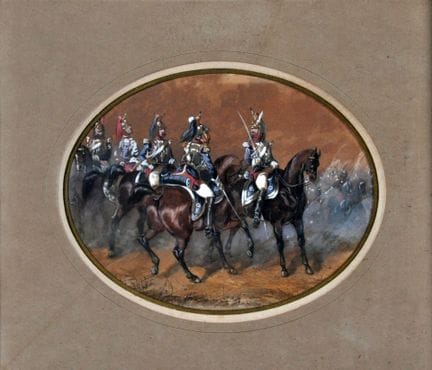 Scuola del XIX secolo
Ufficiali a cavallo e corazz