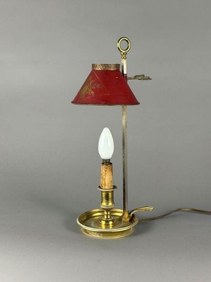 Lampe " Bouillotte" à crémaillère en laiton et aba