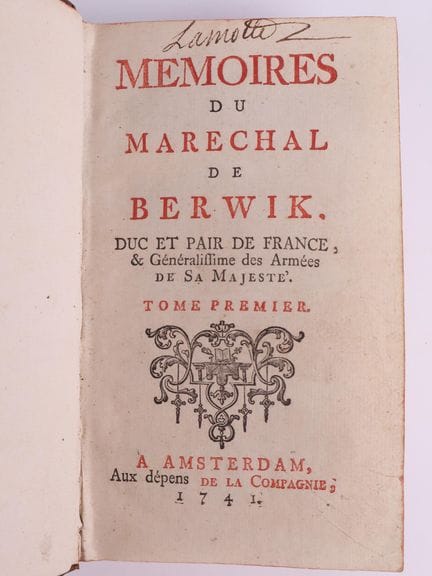 BERWIK (Marshal de), Duke and Peer of France, Comm