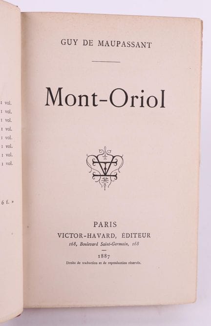 MAUPASSANT (Guy de).
Mont-Oriol.

1 in-12 volume, 
