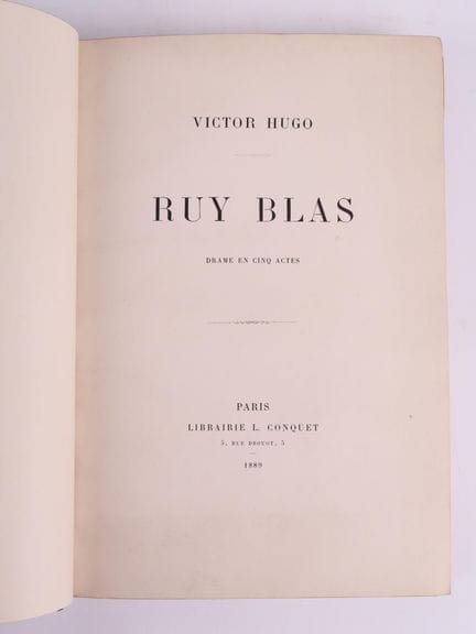 HUGO (Victor).
Ruy Blas.

1 large 8vo volume, boun