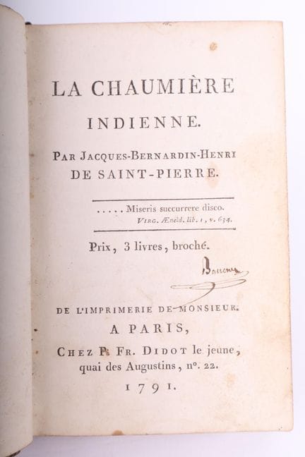 BERNARDIN DE SAINT-PIERRE.
La cabaña india.

1 vol