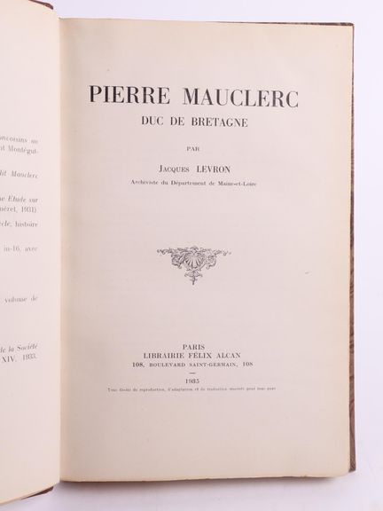 LEVRON (Jacques).
Pierre Mauclerc, Herzog der Bret