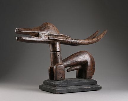 BAMBARA, MALI.
Cywara-Kopfschmuck aus Holz mit bra