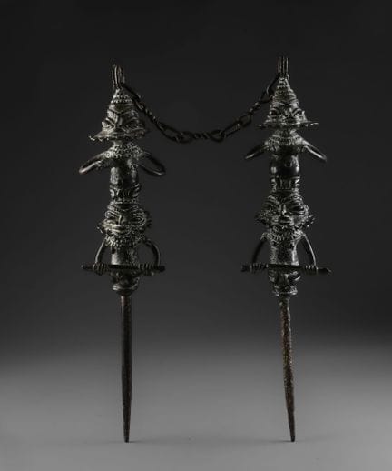 YORUBA, NIGERIA.
Coppia di statuette Edan (coppia)