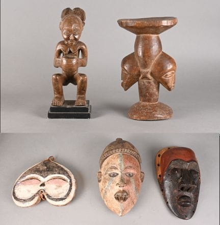 Collezione di cinque oggetti africani.
LUBA, REPUB