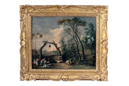 18th century French school
Landscape with washerwo