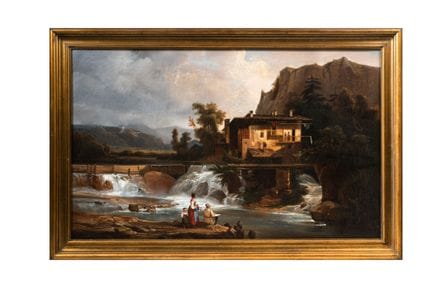 安托万·吉恩兰（Antoine GUINDRAND，1801-1843），归因于
《画架前的画家与风