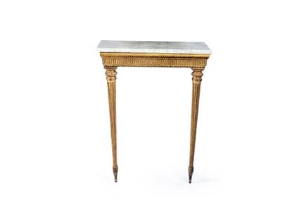 Console in legno intagliato e dorato con piano in 