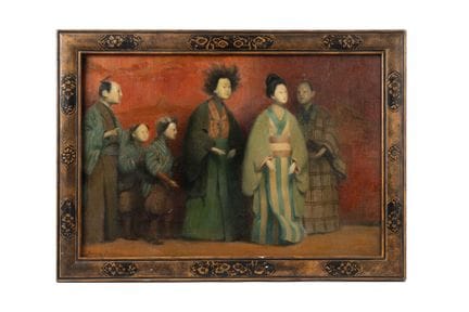 Jacques BAUGNIES (1874–1925)
"The Troupe," 
Oil on