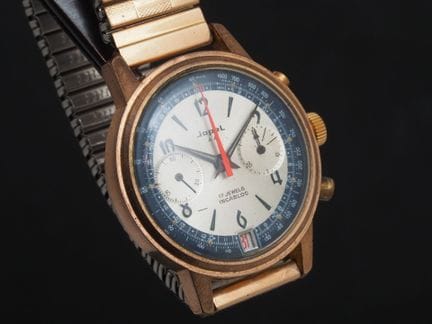 JOPEL
Gold-plated chronograph wristwatch. Round ca