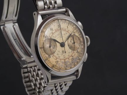 LEMANIA / UTI
Steel wrist chronograph watch. Round